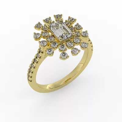 Janet Snowflake Halo Engagement Ring