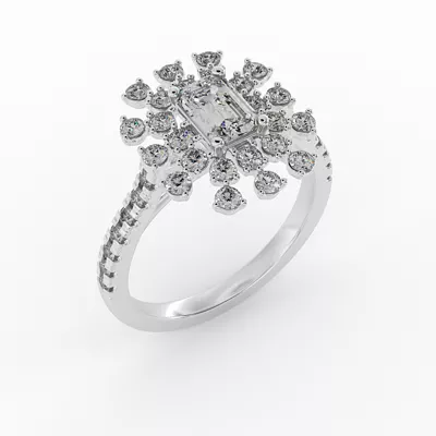 Janet Snowflake Halo Engagement Ring