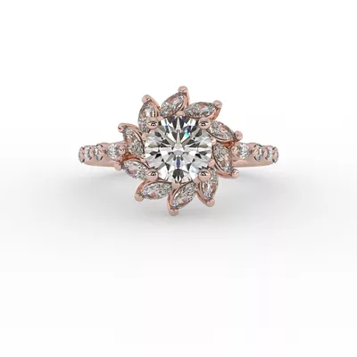 Melissa Marquise Floral Halo Engagement Ring