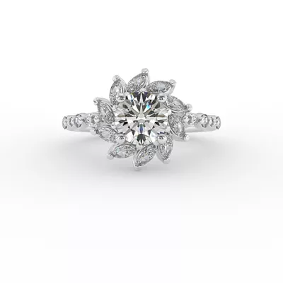 Melissa Marquise Floral Halo Engagement Ring