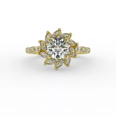 Melissa Marquise Floral Halo Engagement Ring