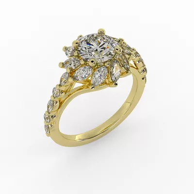 Melissa Marquise Floral Halo Engagement Ring