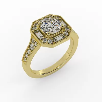 Willa Octagonal Halo Engagement Ring