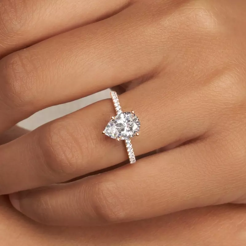 14K Rose Gold Gabriella Pave Hidden Halo Engagement Ring