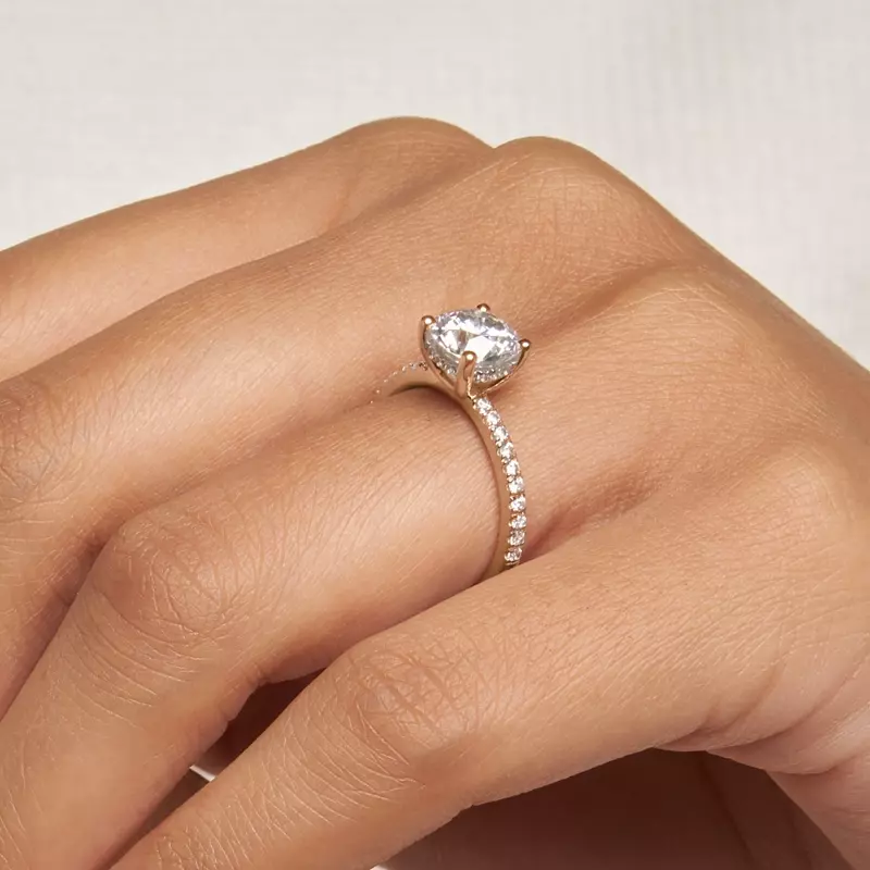 14K Rose Gold Gabriella Pave Hidden Halo Engagement Ring