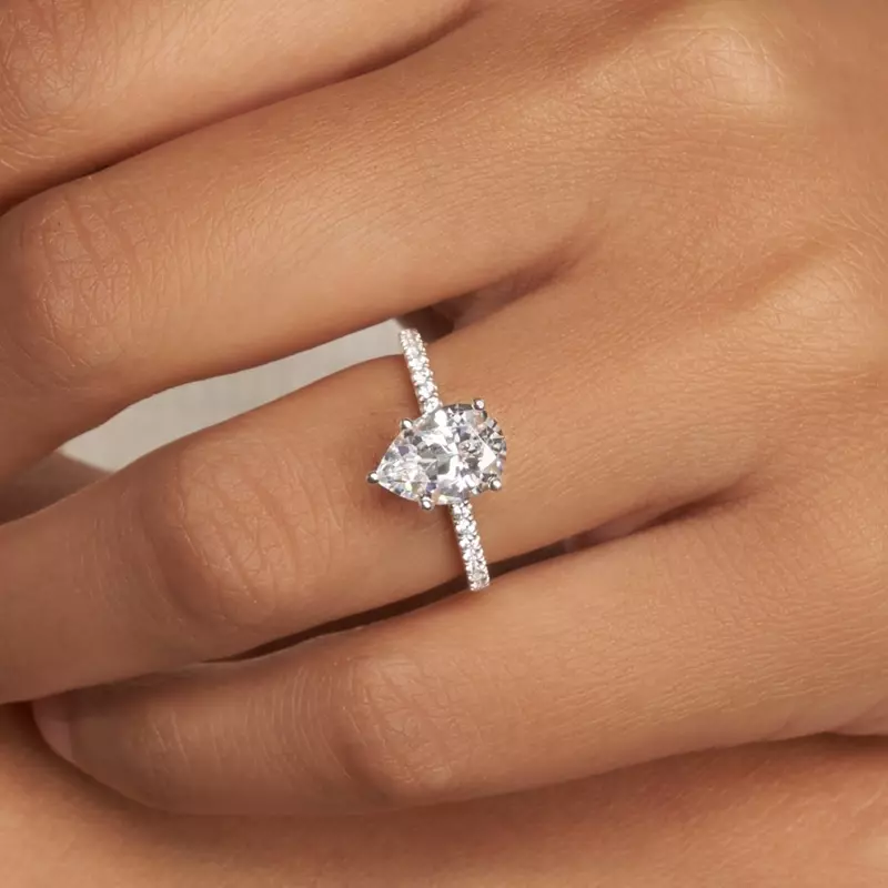14K White Gold Gabriella Pave Hidden Halo Engagement Ring