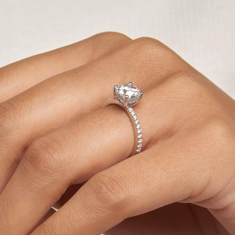 14K White Gold Gabriella Pave Hidden Halo Engagement Ring