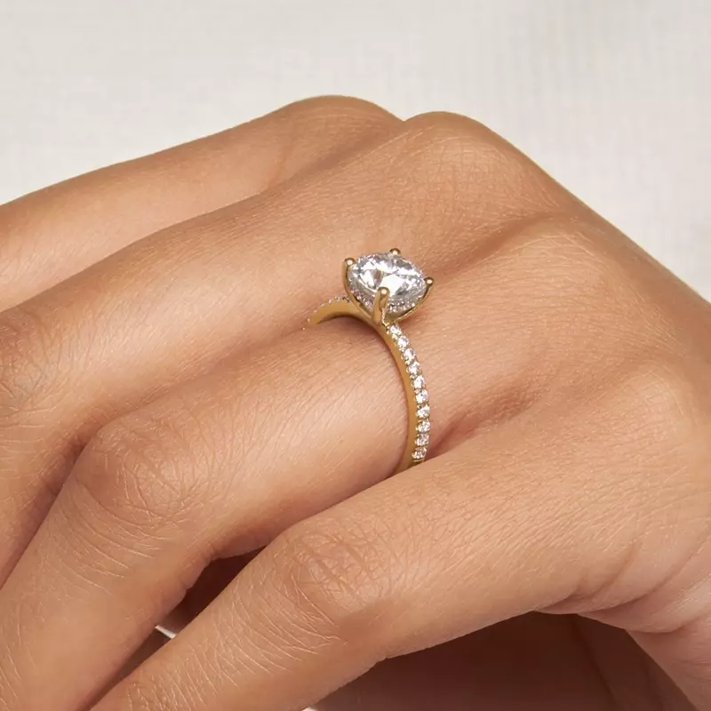18K Yellow Gold Gabriella Pave Hidden Halo Engagement Ring