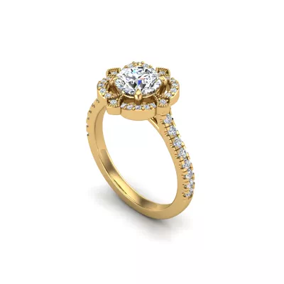 Matilda Floral Halo Engagement Ring