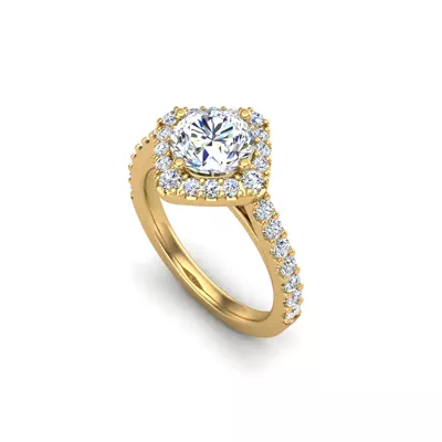 Charleigh Compass Set Halo Engagement Ring