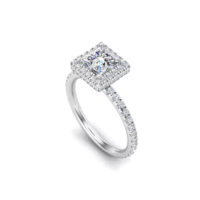 Emberly Pave Halo Engagement Ring