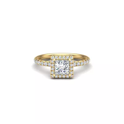 Emberly Pave Halo Engagement Ring