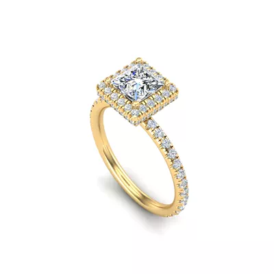 Emberly Pave Halo Engagement Ring
