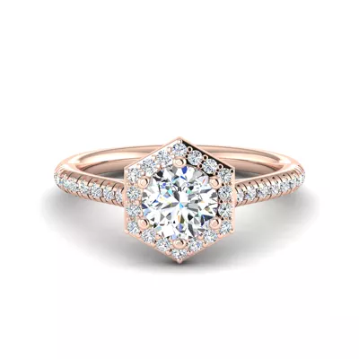 Mckinley Hexagon Halo Engagement Ring
