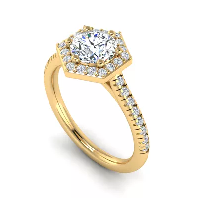 Mckinley Hexagon Halo Engagement Ring