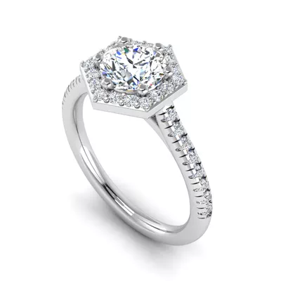 Mckinley Hexagon Halo Engagement Ring