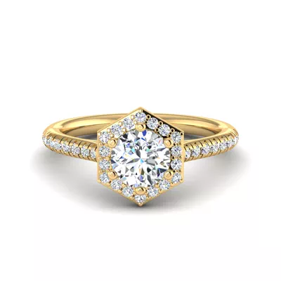 Mckinley Hexagon Halo Engagement Ring