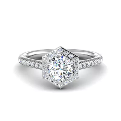 Mckinley Hexagon Halo Engagement Ring