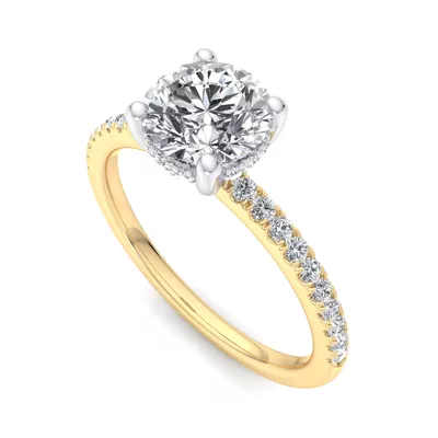 Emaan Two-Tone Pave Hidden Halo Engagement Ring