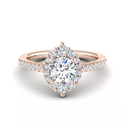 Violet Cathedral Pave Diamond Halo Engagement Ring