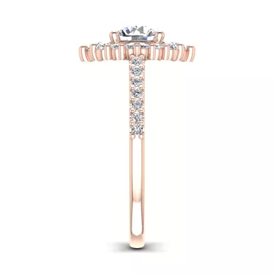 Violet Cathedral Pave Diamond Halo Engagement Ring