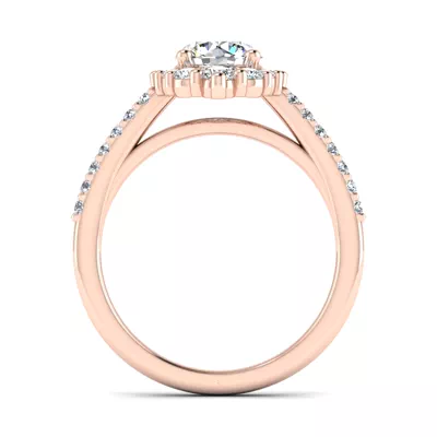 Violet Cathedral Pave Diamond Halo Engagement Ring