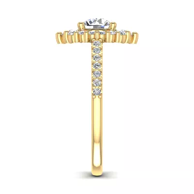 Violet Cathedral Pave Diamond Halo Engagement Ring