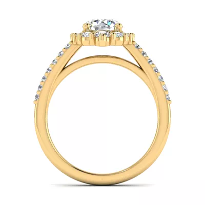 Violet Cathedral Pave Diamond Halo Engagement Ring
