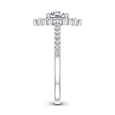 Violet Cathedral Pave Diamond Halo Engagement Ring