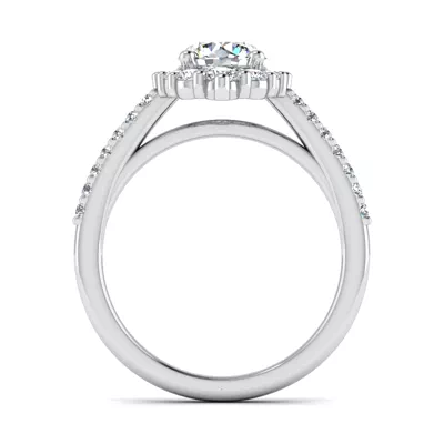 Violet Cathedral Pave Diamond Halo Engagement Ring