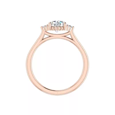 Ruby Half Halo Bubble Engagement Ring