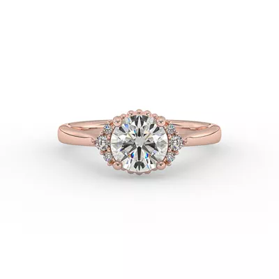 Ruby Half Halo Bubble Engagement Ring