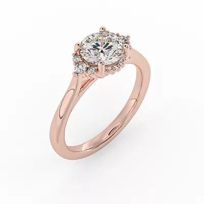 Ruby Half Halo Bubble Engagement Ring