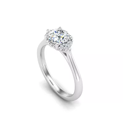 Ruby Half Halo Bubble Engagement Ring