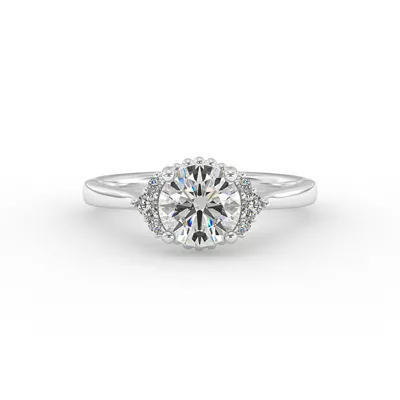 Ruby Half Halo Bubble Engagement Ring