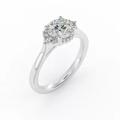 Ruby Half Halo Bubble Engagement Ring