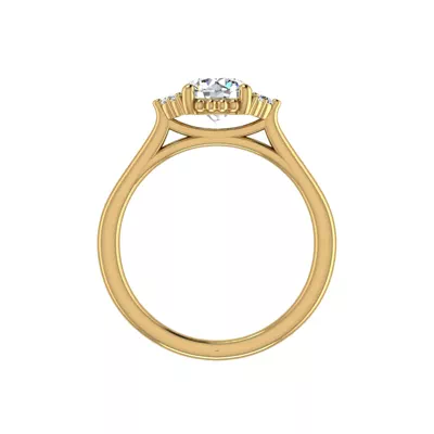 Ruby Half Halo Bubble Engagement Ring