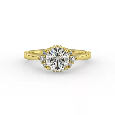 Ruby Half Halo Bubble Engagement Ring