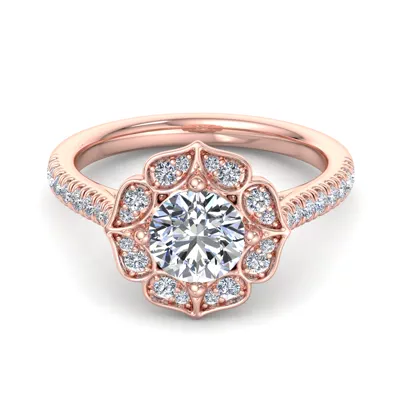 Kinsley Flower Halo Engagement Ring