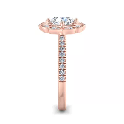Kinsley Flower Halo Engagement Ring