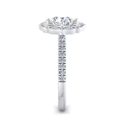 Kinsley Flower Halo Engagement Ring