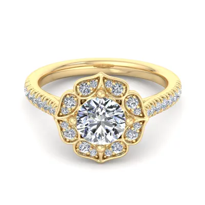 Kinsley Flower Halo Engagement Ring