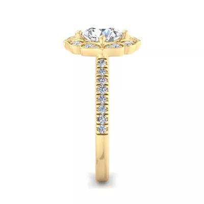 Kinsley Flower Halo Engagement Ring
