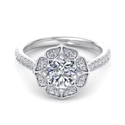 Kinsley Flower Halo Engagement Ring