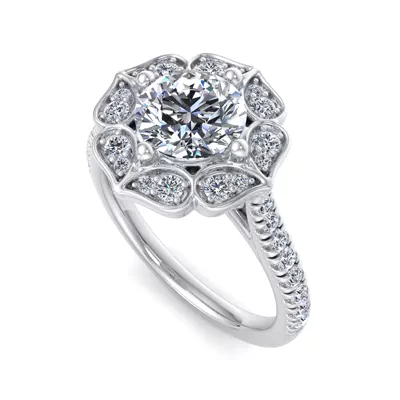 Kinsley Flower Halo Engagement Ring