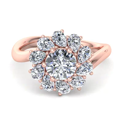 Hailey Floral Pear Halo Engagement Ring