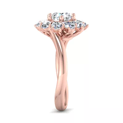 Hailey Floral Pear Halo Engagement Ring