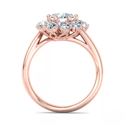 Hailey Floral Pear Halo Engagement Ring