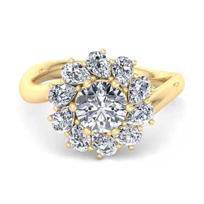 Hailey Floral Pear Halo Engagement Ring