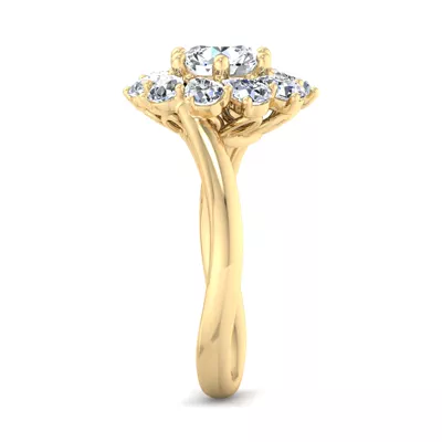 Hailey Floral Pear Halo Engagement Ring